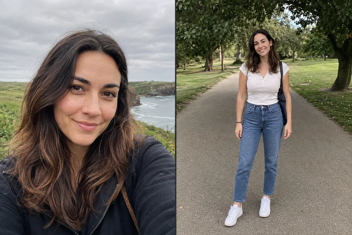 Two example profile photos of Alex, a fictional person: a close-up and a full-body photo.